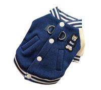 【D-ring design, skin-friendly and warm】Pet outdoor jacket with fasteners, fleece lining, suitable for small and medium-sized(Bluecoat,S)