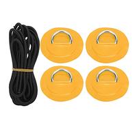 D Ring Patch Elastic Rope Set Stainless Steel D Ring Pad PVC Bungee Cord Kit for Inflatable Boats Kayaks Canoes Paddle Boards 4 Patches 3.6m Cord (Yellow)