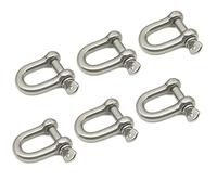D Ring Shackle Lock-M6/0.236", 304 Stainless Steel D Ring for Heavy Duty Construction, Rigging, Vehicle Recovery, Hauling, Tie Downs, Hanging-6 Pcs