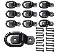 D Ring Tie Down Anchor 1/4" Heavy Duty Trailer Anchor Lashing Rings 1200 lbs Capacity Trailers Trucks Bed Anchors Bracket Hooks Kit for SUV,RV,Camper,Van,Car,Boats, Motorcycles Surface Mount (Black)