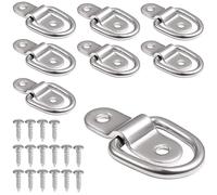 D-Ring Tie Down Anchors 1/4 Inch Stainless Steel Pack of 8 | Lashing Ring Surface Mount; For Trailer Boat Truck Camper Cargo Securing