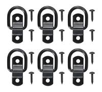 D-Ring Tie Downs Anchors Hooks 6 Pcs, Heavy Duty Steel Truck Tie Down Anchors D Lashing Rings with Screws, Load anchor Cargo tie down Hooks 220lbs Capacity for Trailer Truck Bed Bracket Pickup RV Boat