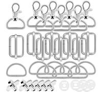 D rings for Bag Making Supplies 30 Pcs Swivel Metal Buckles with Magnetic Buttons D rings Heavy Duty Bag Making Hardware Slide Buckle for Wallet DIY Crafts Sewing Handbag(Silver 25mm)