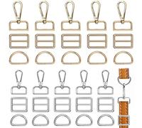 D Rings for Bags, AFUNTA 30 Pcs Metal Rotating Carabiner Hooks with D-Rings Triglide Sliding Buckles Bag Accessories for Handbag Backpack