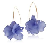 D.Rosse Boho Rose Petal Dangle Resin Earrings - Long Drop Acrylic Tiered Flower Earrings - Statement Exaggerated Floral Tassel Earrings for Women and Girls, Plastic Metal, n/c