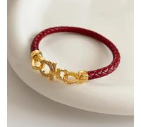 D & S LONDON Luxury Women’s Braided Wine Red Leather Bracelet with Gold Plated Clasp - Elegant Ladies Jewellery, Designer Inspired Friendship Bracelet, Stylish Birthday & Anniversary presant for Her