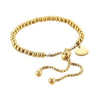 D & S LONDON Siaa 18K Gold Plated Beaded Adjustable Bracelet for Women | Minimalist Friendship Bracelet | Luxury Gold Jewellery Gift for Her Birthday Anniversary or Friendship