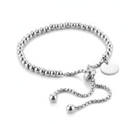 D & S LONDON Siaa Silver Beaded Adjustable Bracelet for Women | Minimalist Friendship Bracelet | Elegant Silver Jewellery Gift for Her Birthday, Anniversary or Christmas | Ladies Adjustable-Bracelet