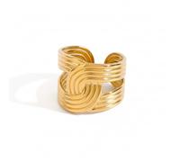 D & S LONDON Womens 18K Gold Plated Adjustable Knot Ring - Bold Woven Design, Non-Tarnish Statement for Birthdays, Anniversaries & Everyday Style, Perfect Gold Rings for Women