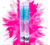 D&S* MART Gender Reveal Powder Cannons, Pink OR Blue Set of 2 (12 inch) Gift Ready, Party Popper, Baby Shower Announcement Boy or Girl Decorations (Pink)
