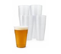 D&S* MART | Pack of 50 Clear 568ml Plastic Pint Glasses | 568ml Perfect Disposable Plastic Glasses for Pint, Best Beer Cups for Any Events & Everyday Use
