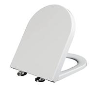 D S Soft Close Toilet Seat with Quick Release & Adjustable Stainless Steel Hins - Top Fix White Toilet Lid for Easy Installat & Comfort