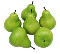 D-Seven 6pcs Fake Pear Artificial Fruit Faux Pears For Home Shop Supermarket Props Or Decoration(Green)