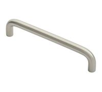 D Shape Cabinet Pull Handle 138 x 10mm 128mm Fixing Centres Satin Steel