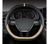 D Shape Car Steering Wheel Cover Non-Slip Leather Interior Accessories For Santana 2016 2017-2021 For Tiguan 2015-2021(Beige)