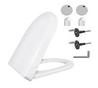 D-Shape Luxury Toilet Seat Soft Close, Ergonomic Design with Quick Release Hinges, Simple Top and Bottom Fixing, Polypropylene Anti-Bacterial Toilet Lid for Family Bathroom, White