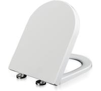 D-Shape Soft Close Toilet Seat Anti Bacterial Standard Size Loo Seat Slow Close Premium UF Material Quick Release Adjustable Hinges Hard Wearing U Shape Easy Cleaning with Dual Fixing White UF