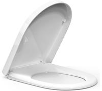 D Shape Soft Close Toilet Seat, White Toilet Seats with Quick Release for Easy Cleaning, Adjustable Stainless Hinges, Simple Top Fixing, Anti-Bacterial & Durable PP Material