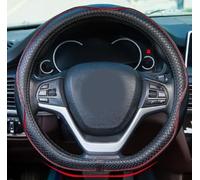 D Shape Steering Wheel Cover 14 inch 36cm for Tesla Model 3 / Y, for Camaro Small D Type Cars and Racing Game Microfiber Leather (Black Red)
