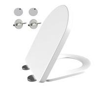 D Shape Toilet Seat, Quick Release Toilet Seat with Soft Close & Hinges for Easy Cleaning, Premium Thermoplastic Toilet Lid Loo Seat, Bathroom Bowl Seating Thermoset Lid, Easy Install White WC Seats