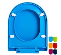 D Shape Toilet Seat Soft Close, 36 * 44.5Cm Color Toilet Seats with Quick Release, D Shaped Colored PP Toilet Lid with Top Fixing Hinges,Blue (Blue)