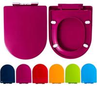 D Shape Toilet Seat Soft Close,Quick Release Design for Easy Cleaning,Thickened PP Material Loo Seat Cover Standard Size,Easy Installation (Rose Red)