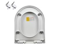 D-Shape Toilet Seat Soft Close Seats White with Quick Release, Plastic Lid Adjustable Hinges, Durable Loo for Easy Cleaning,9012 (9013)