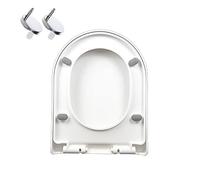 D-Shape Toilet Seat Soft Close Seats White with Quick Release, Plastic Lid Adjustable Hinges, Durable Loo for Easy Cleaning,9016 (9012)