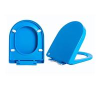 D-Shape Toilet Seat, Soft Close with Quick Release, Thickened PP Material, Adjustable Hinges, Easy Installation, Colored Toilet Seat, 360x445mm, Blue/Orange(Blue)