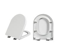 D-Shape Toilet Seat with Soft Close Quick Release Adjustable Hinges Easy Installation White Fits Both D and U Shapes Perfect for Modern Bathrooms 36cm