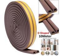 D-Shaped 10M Door Window Rubber Seal Strip Draught Excluder Tape