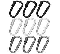 D Shaped Buckle Carabiner Quick Hanging Lock Heavy Duty Aluminum Alloy Durable Secure Outdoor Gear for Backpacks Key Rings Camping Hiking Black Gray White 80mm 9 Pack