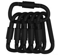 D-Shaped Carabiner 8cm 6-Pack for Light Duty For Outdoor Functions Such as Attaching Gear to Backpacks or Hanging Lights (Is black)