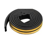 D Shaped Door Seal Strip Weather Stripping Window Draft Excluder Rubber Gap Filler Self Adhesive for Windproof Waterproof Noise Reduction and Thermal Control Black 9mm-Wide*6mm-Thick*6m-Long