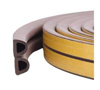 D Shaped Door Seal Strip Weather Stripping Window Draft Excluder Rubber Gap Filler Self Adhesive for Windproof Waterproof Noise Reduction and Thermal Control Brown 9mm-Wide*6mm-Thick*6m-Long