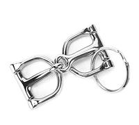 D-Shaped Snaffle Bit Keychain Durable Silver Zine-Alloy Ring for Horse Lovers and Daily Use Material 10x3cm