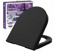 D Shaped Soft Close Toilet seat,Black, Quick Release, Easy Clean and Install, Antibacterial Advanced Thermoplastic Environmentally Friendly Material, Durable and Sturdy, Modern Simplicity.