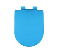 D-Shaped Soft Close Toilet Seat - Easy Clean Colored Loo Seat with Quick Release Button Thickened Plastic Top Fix Installation 360x445mm - Blue