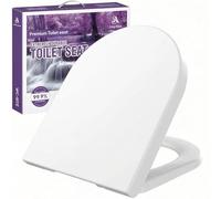 D Shaped Soft Close Toilet seat,Quick Release, Easy Clean and Install, Antibacterial Advanced Thermoplastic Environmentally Friendly Material, Durable and Sturdy, Modern Simplicity. (White - D Shape)