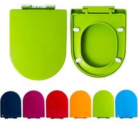 D Shaped Soft Close Toilet Seat with One Button Hinge Release - Thickened Design, Top Fix Fittings, 360 x 445mm(Green)