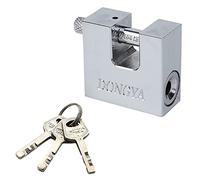 D-Shaped Stainless Steel Padlock with 3 Keys - 40 mm Waterproof Heavy Duty Padlock for Gates, Doors, Lockers, Sheds, Garages, Warehouses, Shipping Containers, Motorbike Chains