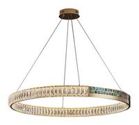 d Single-Ring Crystal Chaner Three-Color Dimming LED Pendant Light Modern Minimalist Bedroom & Walk-in Closet Hanging Lamp Living Room & Dining Table Lighting Fixtures (M)