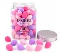 D.Sirez Beauty 40 Mini Makeup Sponges with Storage Jar - Latex-Free Beauty Blender Set for Foundation, Concealer, Powder, Cream Blush & Contour - Soft Makeup Sponge Applicators, Wet & Dry Use!