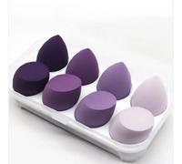 D.Sirez's 8 Pcs Beauty Blender Makeup Sponge Set with Clear Plastic Storage Box - Soft, Reusable, Latex-Free Sponges for Foundation, Blending, Contouring & Powder - for All Skin Types (Purple)