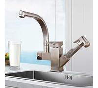 d Stainless Steel Pull-Down Kitchen Faucet - Swivel Mixer Tap for Bar, Farm, & Commercial Use, Brid-Mount Sink Faucet with Brushed h