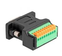 D-Sub 9 Pin Stecker Terminalblock Adapter mit Drucktaster (schwarz)