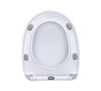 D Swhite Soft Close Toilet Seat, Adjustable Hinge, Quick Release, D-Shaped, White, 36x46cm