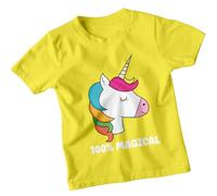 D&T 100% Magical Unicorn Fantasy Girls Kids T-Shirt Rainbow Mane Graphic Top 5-6 Years