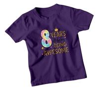 D&T 8th Birthday Kids T-Shirt | Birthday Tshirt for Eight Birth Day | Eighth Birth Day Outfit Gift | Party Ideas for 8 Year Old Girls 9-11 Years Purple