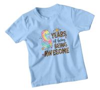 D&T 8th Birthday Kids T-Shirt | Birthday Tshirt for Eight Birth Day | Eighth Birth Day Outfit Gift | Party Ideas for 8 Year Old Girls 7-8 Years Sky Blue